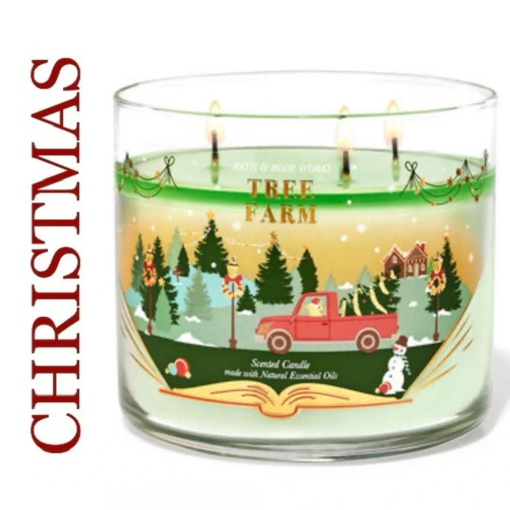 Bath & Body Works Tree Farm 3 Wick Candle With Decorative Lid